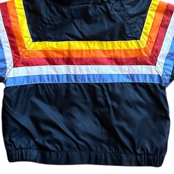 The Children's Place Infant Navy Windbreaker Sz 0-6 Mth Rainbow Hooded Lined Zip - Picture 6 of 6